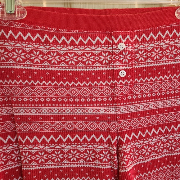 Old Navy Large thermal pants Fair Isle pattern red white - Picture 2 of 7